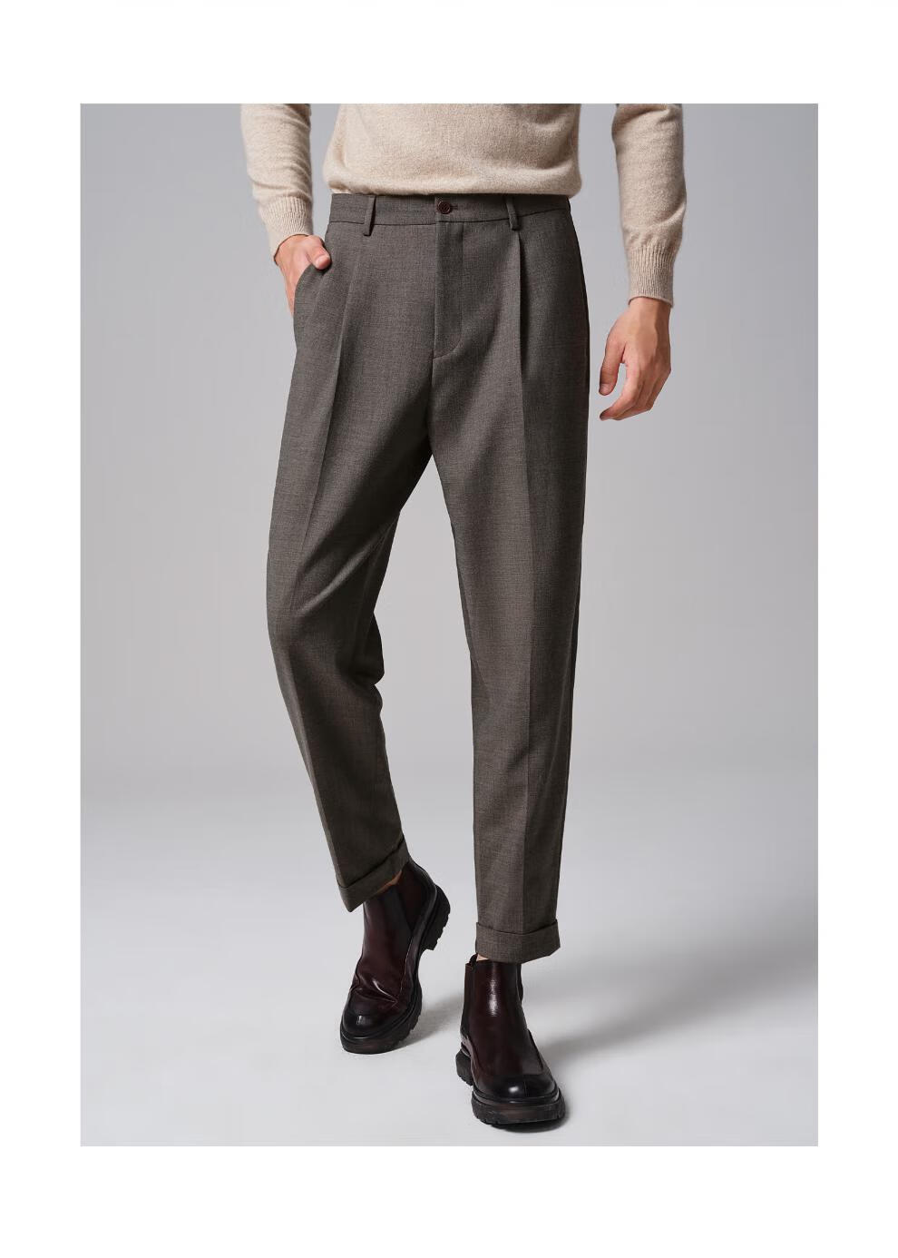 金利来2022秋冬新款男士西裤男时尚锥形九分商务休闲西装裤 95-藏蓝