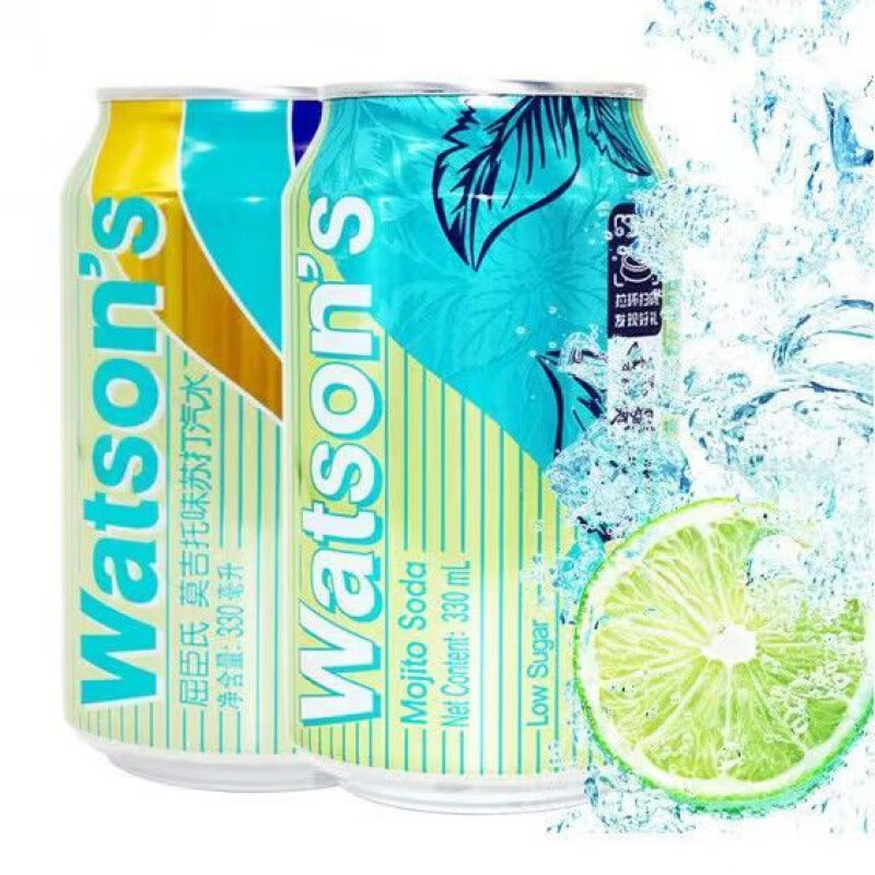 屈臣氏(watsons)()莫吉托味苏打汽水饮料调酒净饮330ml*24罐价 屈臣氏