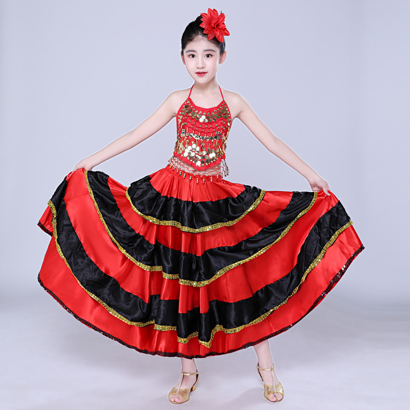 儿童西班牙斗牛士演出服男女童现舞蹈大摆裙幼儿斗牛服表演服装 720度