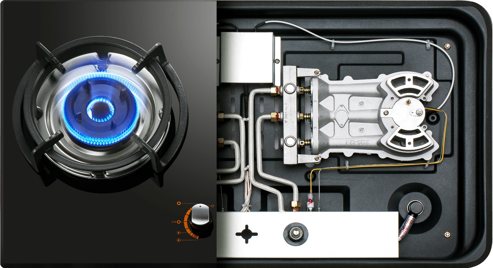 尚朋堂精品厨电 l46燃气灶级猛火节能高效 10mm厚面板 台嵌两用【图片