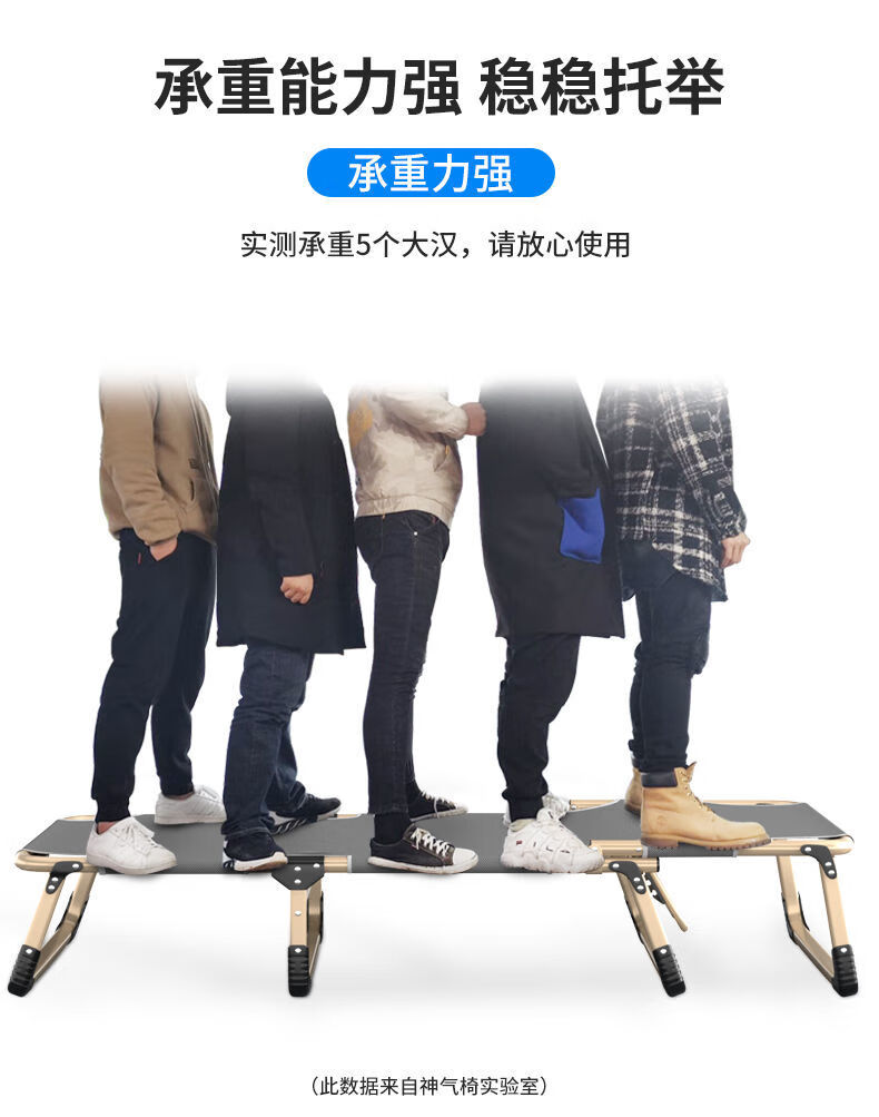 折叠床单人床午睡办公室躺椅家用简易午休床陪护便携多功能行军床 【加固圆管】灰