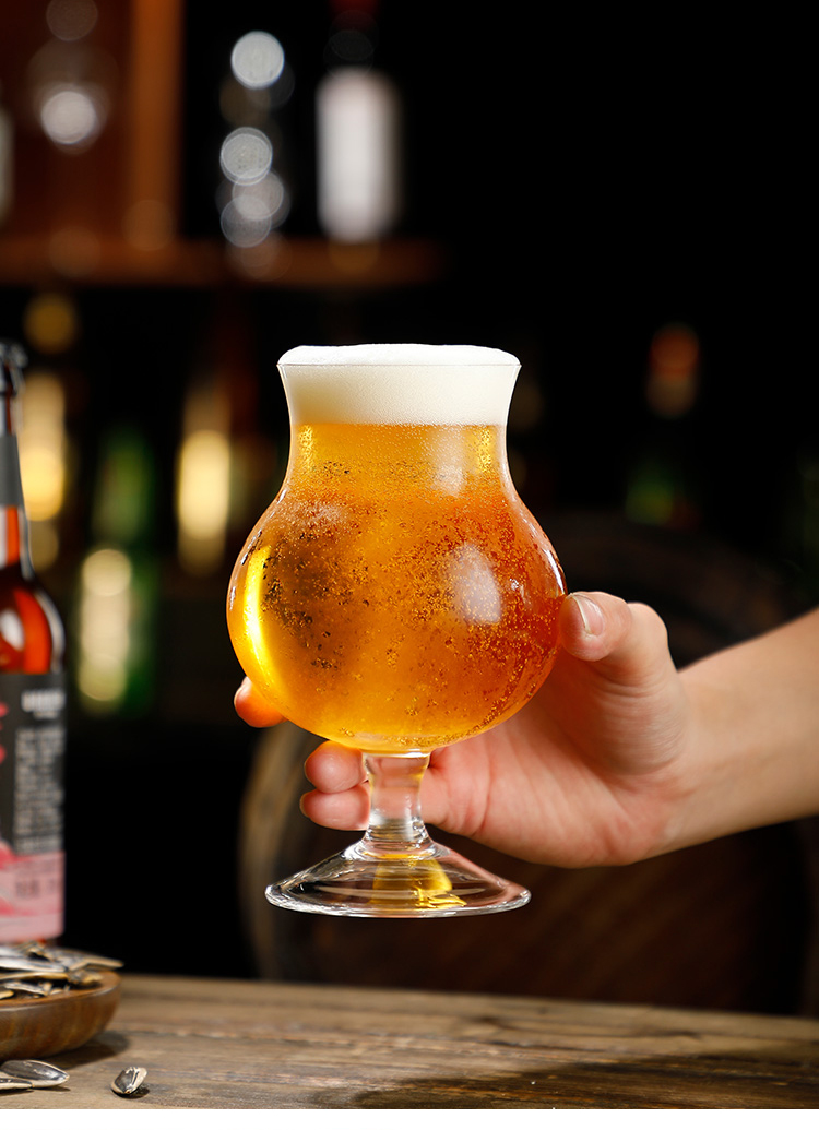 郁金香啤酒杯 郁金香网红精酿杯500ml德国扎啤杯 小麦啤酒杯酒吧专用