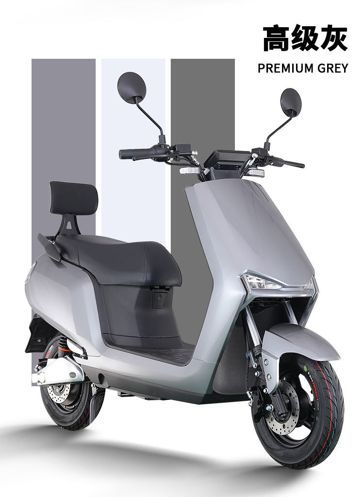 2022新款n9电动车男女代步两轮电瓶车高速电摩外卖踏板车 灰色-高配双