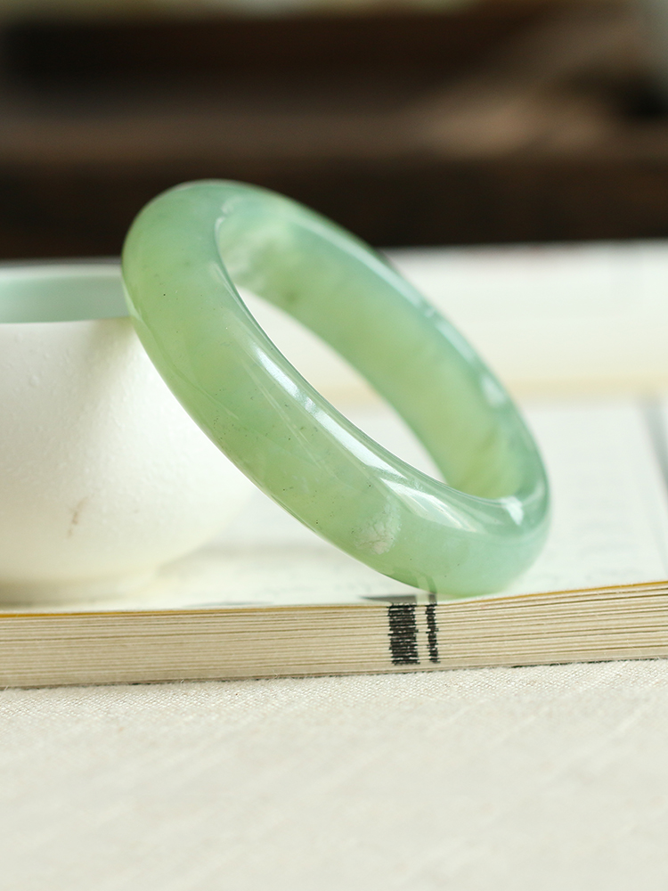 岫玉手镯保真辽宁冰种晴水天青冻180深层老料镯子一物一图透 24号180