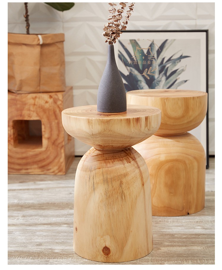 小矮凳木墩木头凳子坐墩创意简约家用凳北欧实木墩子原凳子摆件民宿