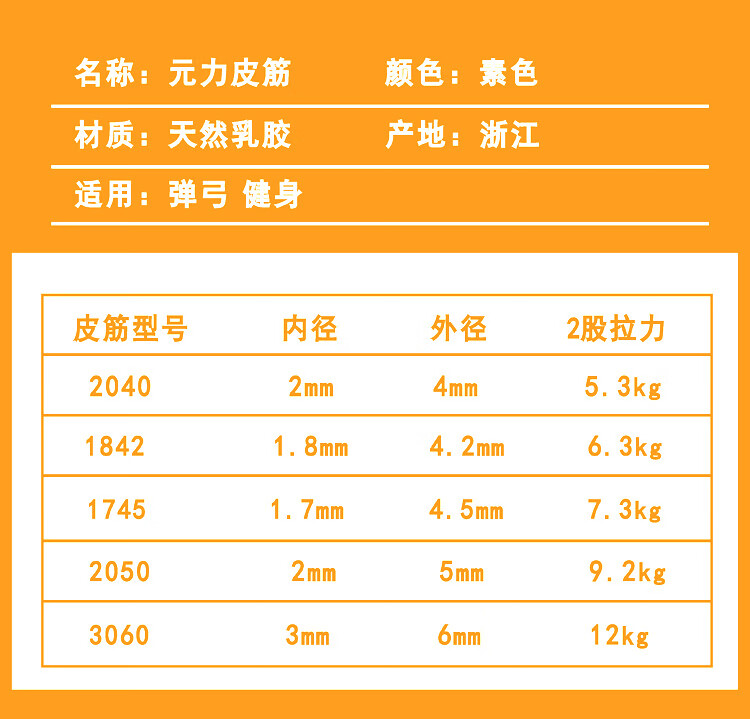 圆皮筋弹弓皮子 进口防冻高弹力弹弓皮筋圆皮传统1745强力加粗耐用弹