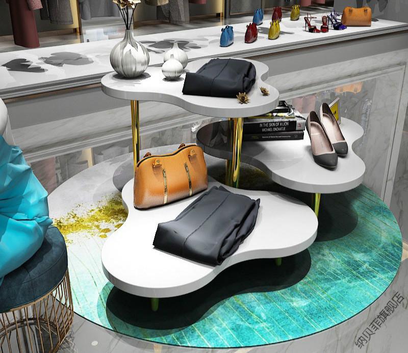 抖音上新花店中岛台服装店流水台展示台商场店铺展示桌陈列道具落地