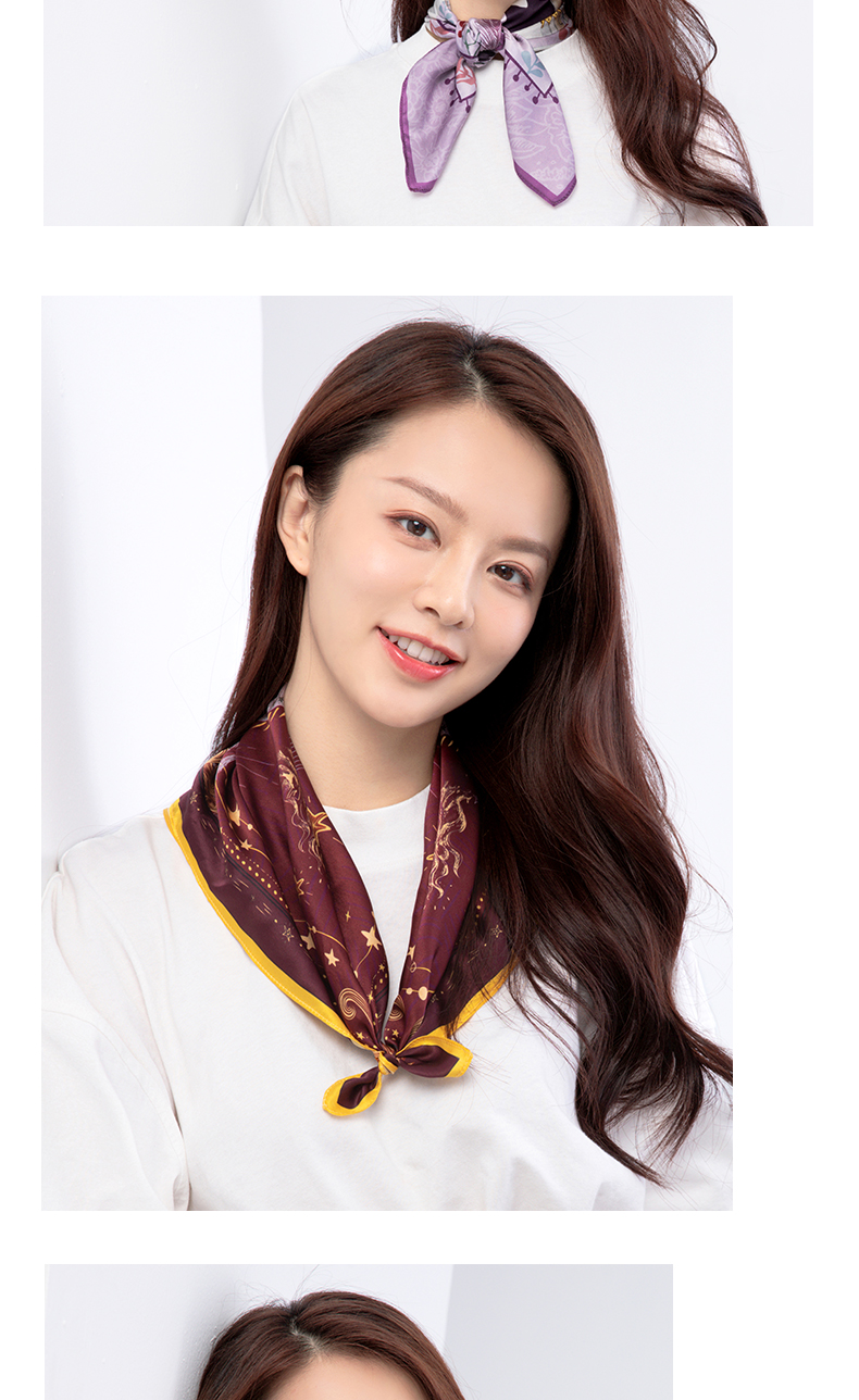 绮臣真丝小方巾丝巾女 百搭桑蚕丝围巾夏季薄款护颈围脖丝巾 巴黎恋人