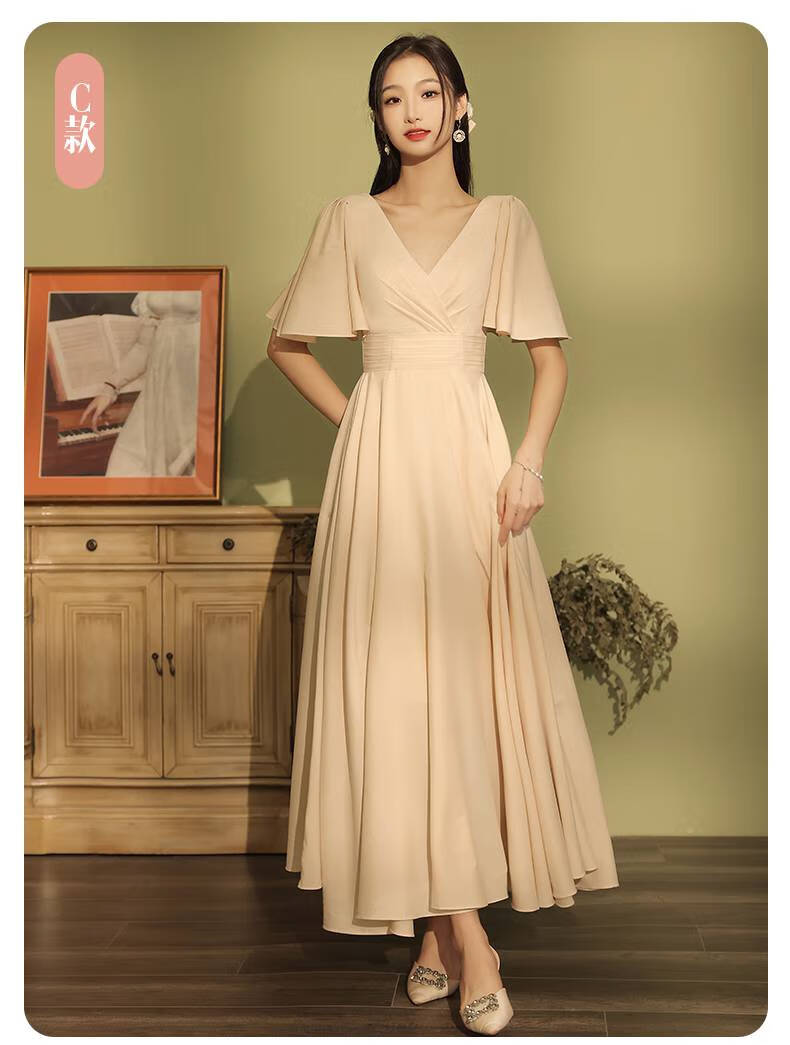 毕业晚会礼服 毕业典礼礼服毕业照衣服大学生高中毕业季礼裙子合影