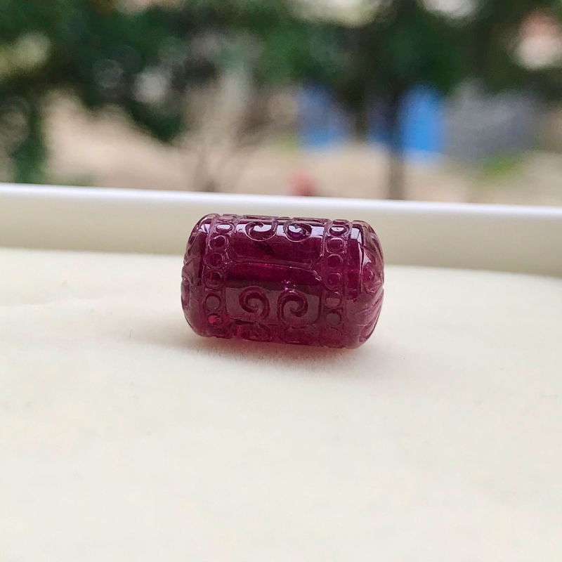 一图一物天然碧玺回纹珠单珠散珠 黄蓝红绿西瓜碧 手链配珠 男女 i117