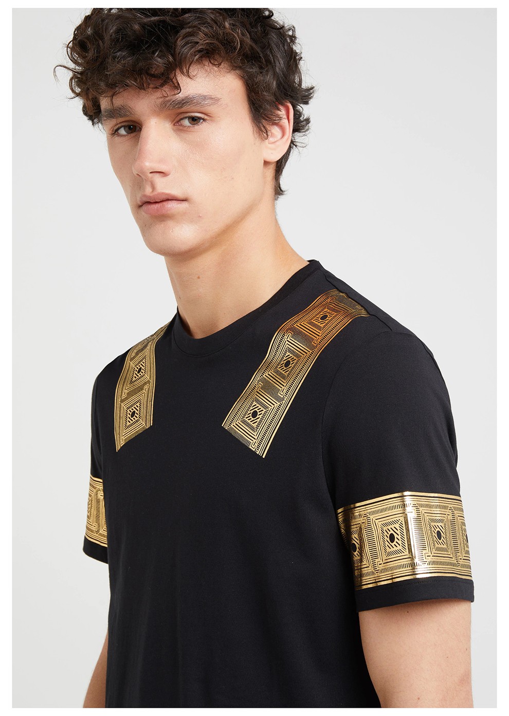 versace collection 范思哲 男士棉质回纹印花图案短袖t恤衫 v800683r