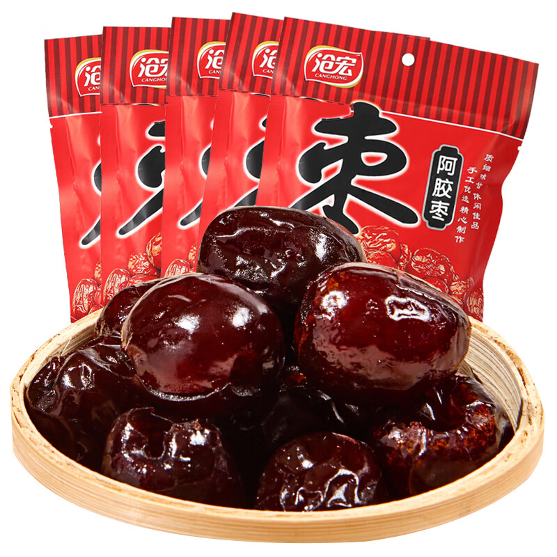 沧宏 无核阿胶蜜枣 阿胶枣喜糖蜜饯休闲零食 阿胶蜜枣100gx5包