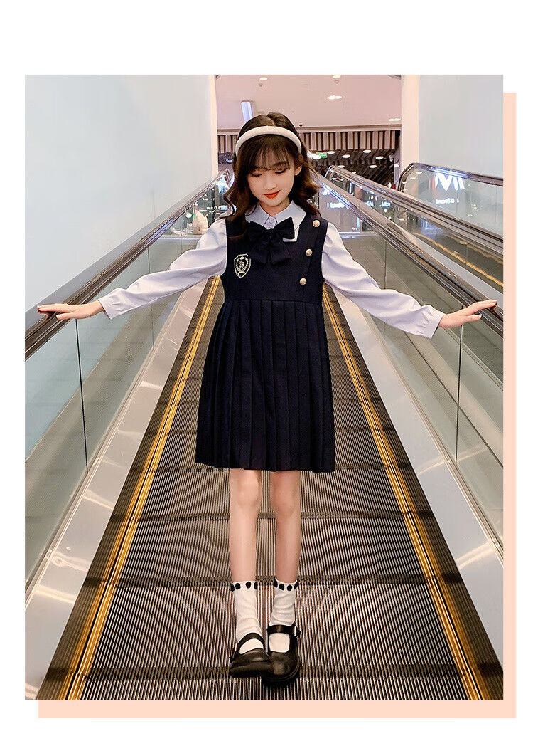 瓷俪新品jk制服儿童jk制服春秋女儿童甜美套装洋气英伦风小女孩衬衫