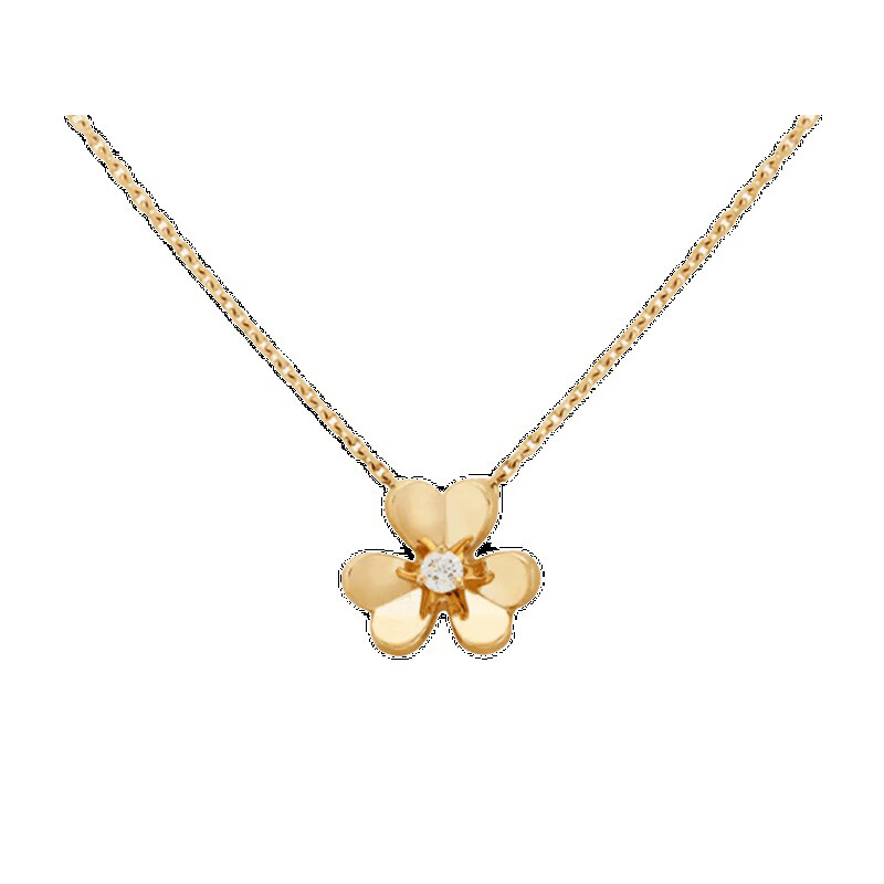 vca梵克雅宝项链三叶草项链女花型18k金frivole吊坠迷你款式手链白k金