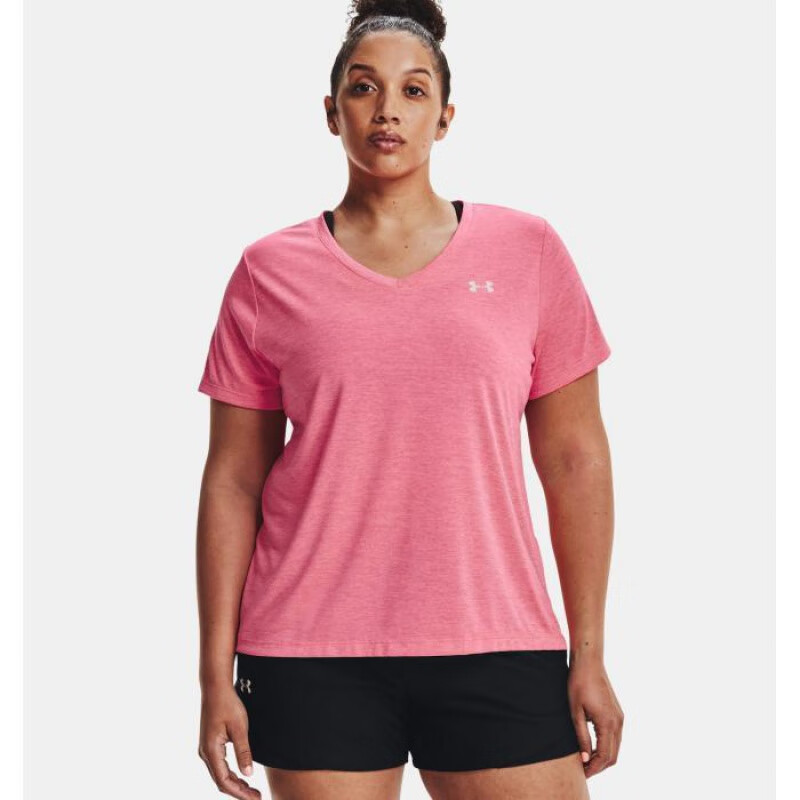 t恤扭纹v领短袖速干柔软自然吸汗防臭深1353758 tangerine/vermillion