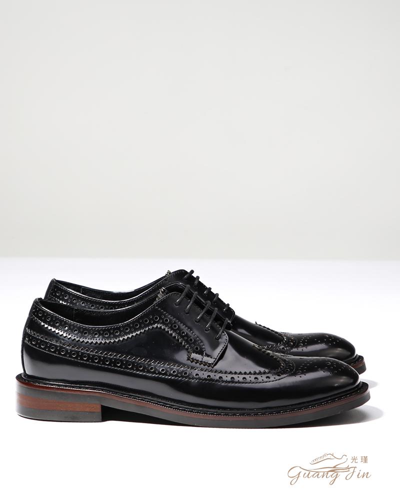 光瑾guangjin高端品牌皮鞋男意大利手工德比鞋英伦风雕花皮鞋男真皮