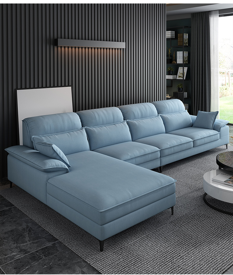 库斯沙发科技布 库斯现代简约科技布沙发客厅l型转角贵妃位组合北欧