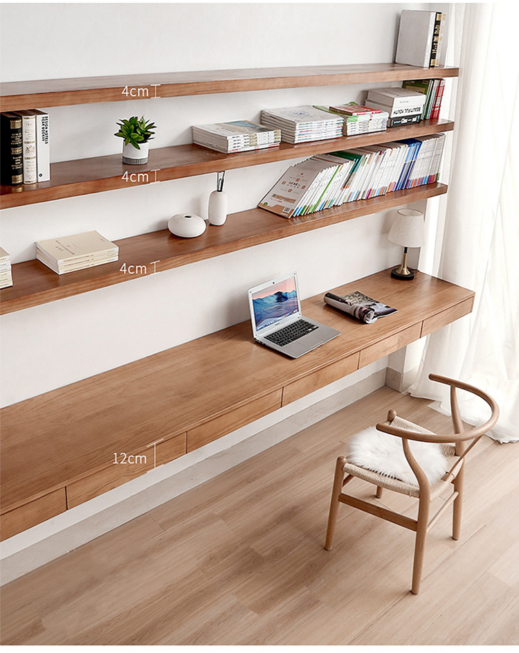 惠崇北欧壁挂定制带抽屉书架家用卧室挂墙式一字板写字台式电脑桌单桌