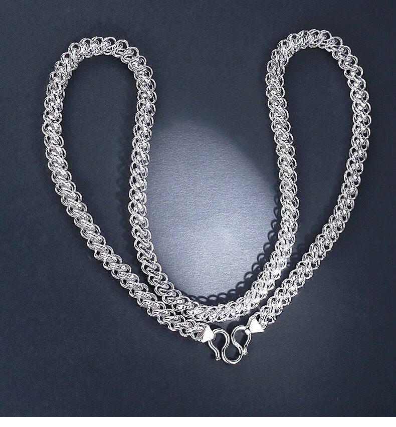 周庆祥pt950铂金项链男霸气白金项链粗链子吊坠搭配锁骨泰国链男款