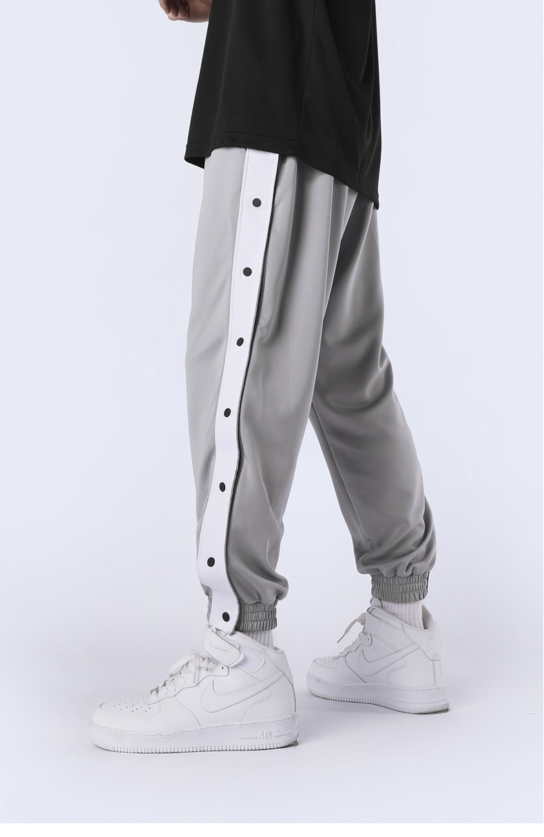 耐尅联名排扣裤侧开阔腿美式纽扣裤篮球训练百搭女运动裤子男国潮