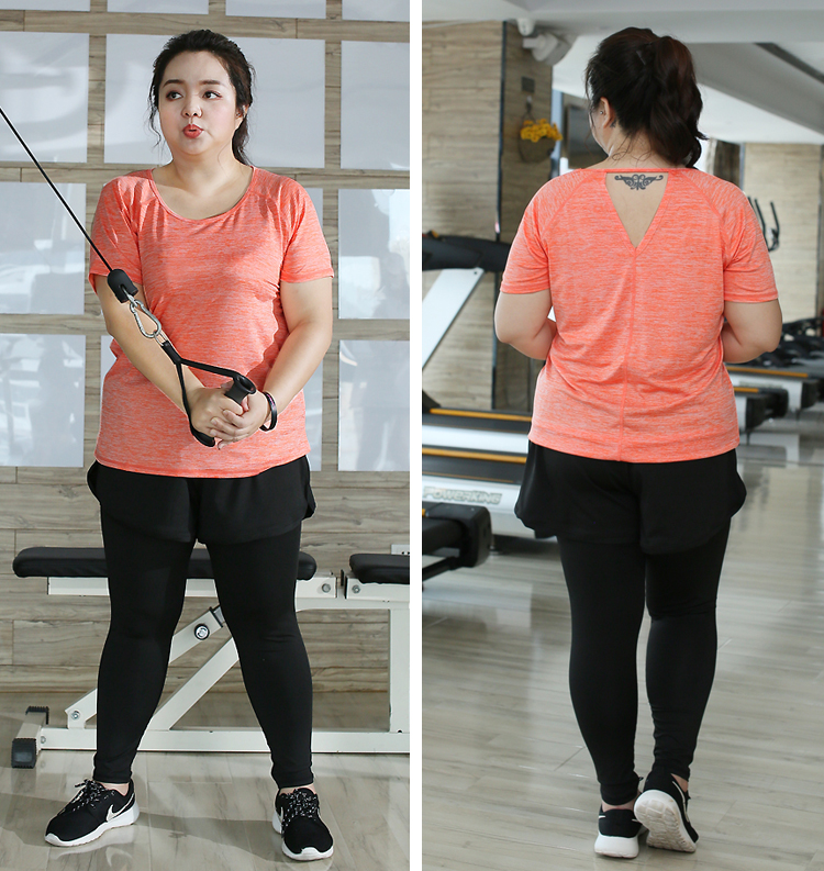 加大码运动套装女胖mm200斤夏季健身套装瑜伽服速干衣跑步套装女秋款