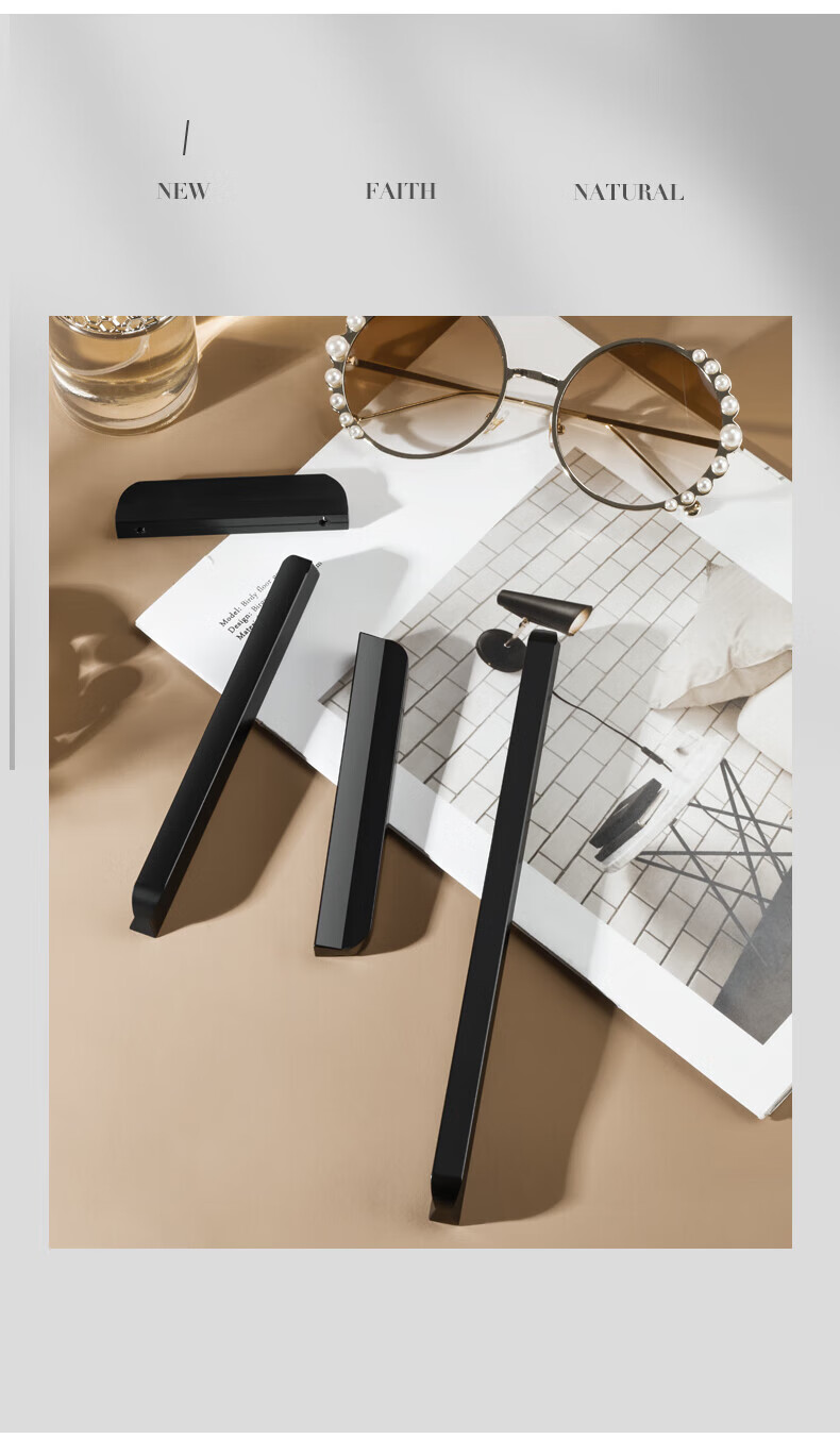 卡贝(cobbe) 拉手柜门拉手现代简约黑色抽屉拉手极简橱衣柜门把手家具