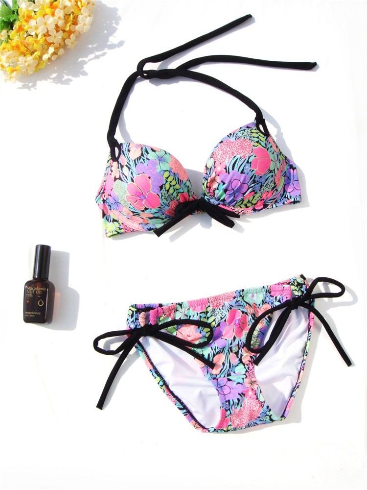 三件套性感三点式显瘦紫色泳衣女 黑色 m-75c/75d/80b/80c【图片 价格