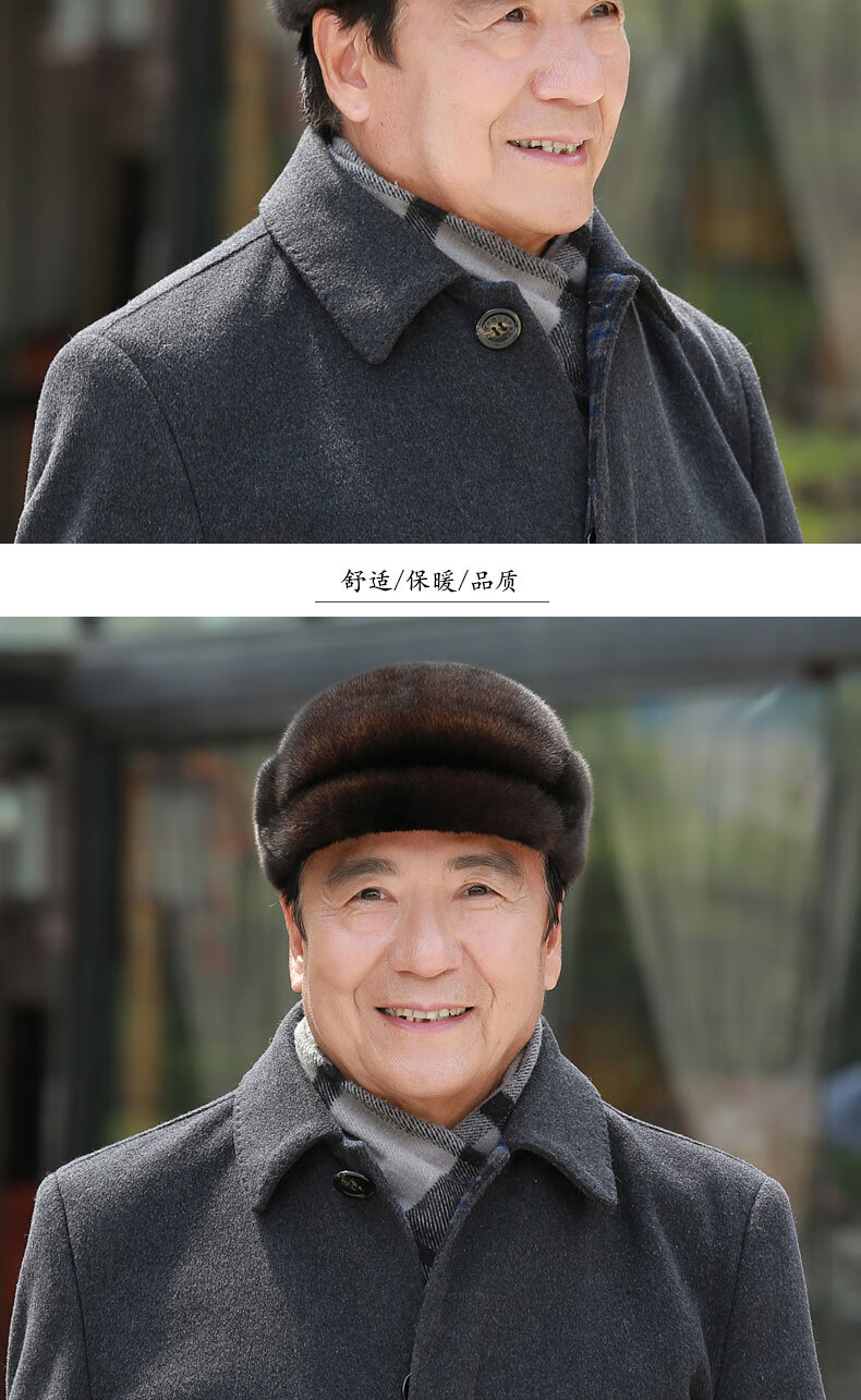 【高端】冬天帽子男士中老年貂皮帽子整貂皮草水貂毛爷爷帽老人鸭舌帽