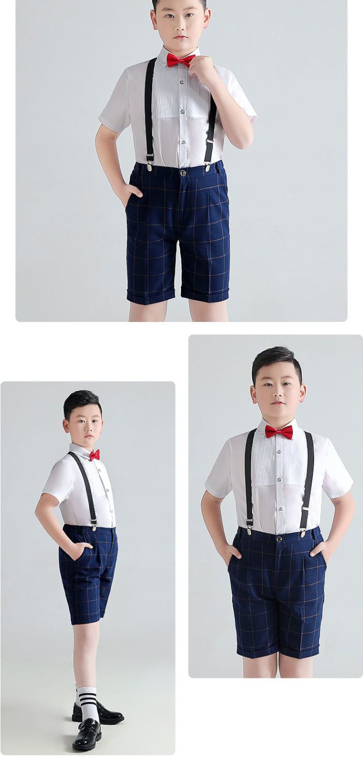 创木森男童主持人服装夏季胖童加肥加大码小男孩朗诵比赛表演服儿童