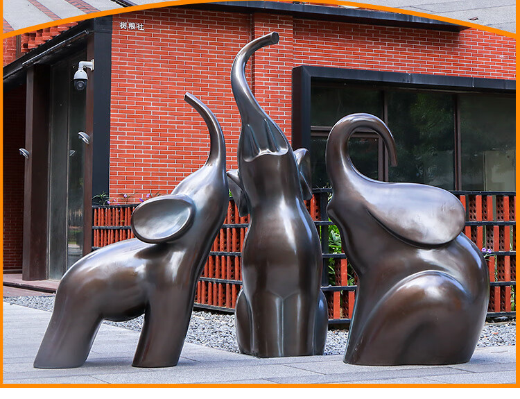 户外游乐园大型动物模型雕塑卡通抽象大象摆件玻璃钢商场景观装饰156
