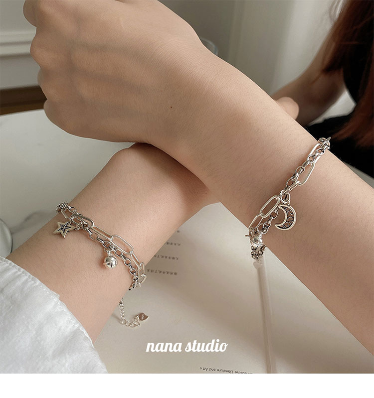 手链一对情侣款ins小众设计七夕礼物原创定制刻字银饰情侣一对常规