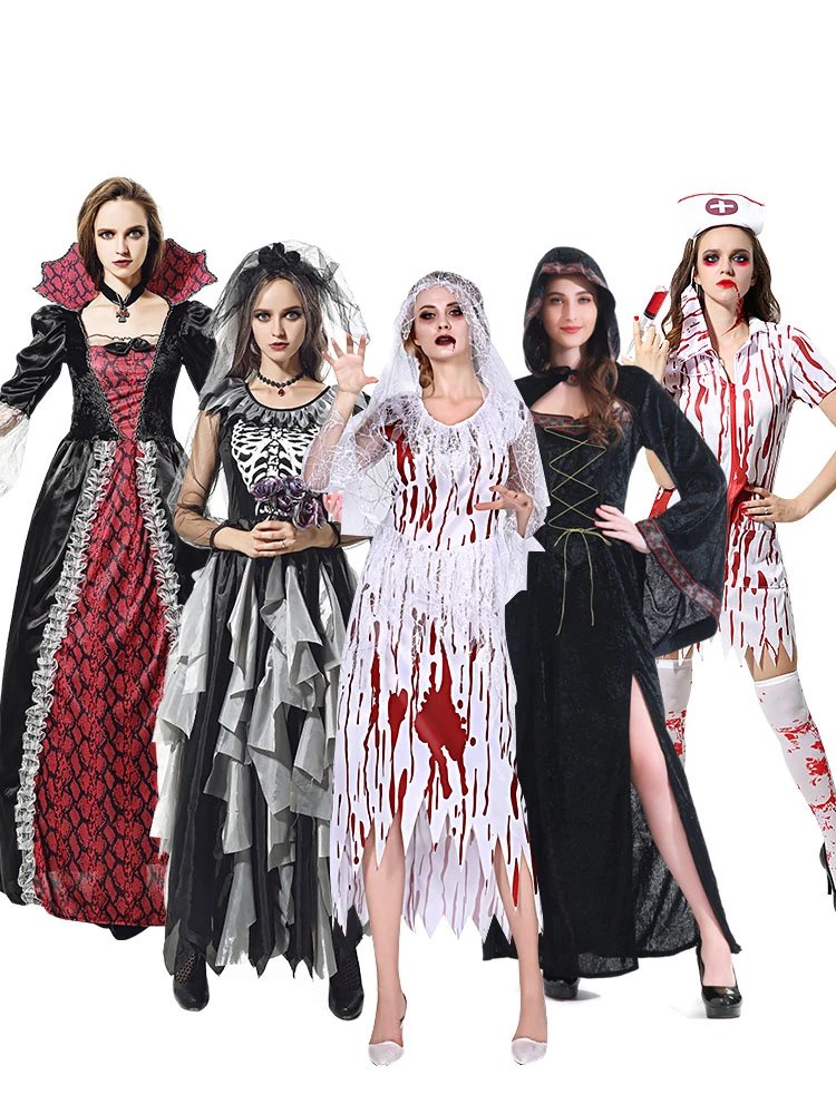 万圣节道具吸血鬼衣服女装万圣节服装女成人衣服cos服女巫恐怖服饰