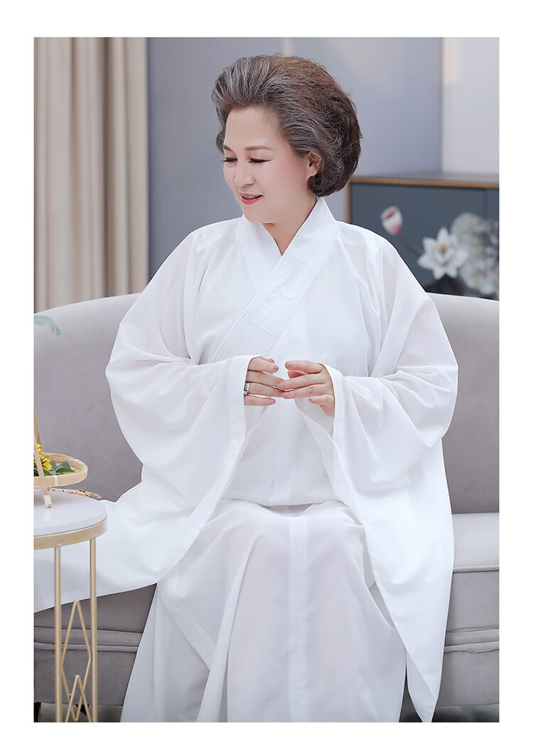 海青居士服女僧袍僧服僧服汉服禅服女袈裟大褂夏季长款台麻禅修服定制