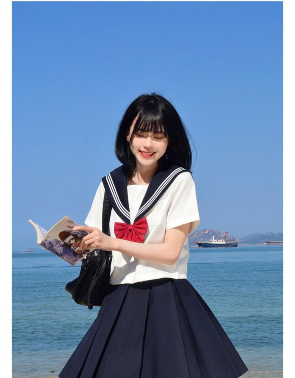 &ル杜宾琼斯正统jk制服白三本日系学院风短袖套装海军风夏服基础款