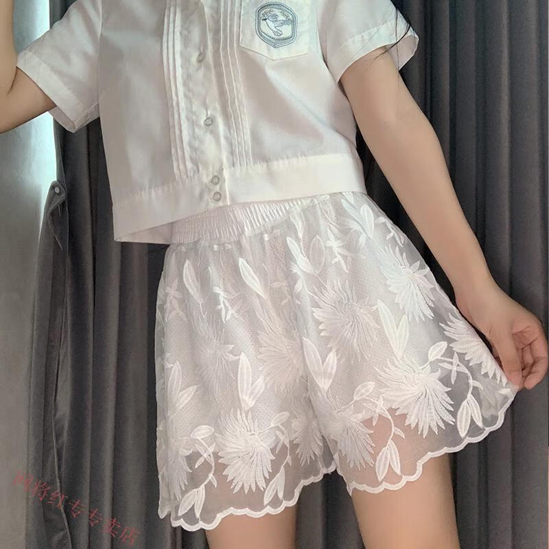 支持国货白色安全裤jk打底裤白色安全裤女防走光宽松蓬蓬蕾丝可外穿