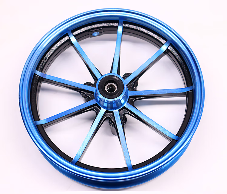 电动车10 12寸九爪轮毂猴子小龟小牛电摩改装铝合金前轮轮圈碟刹 10寸