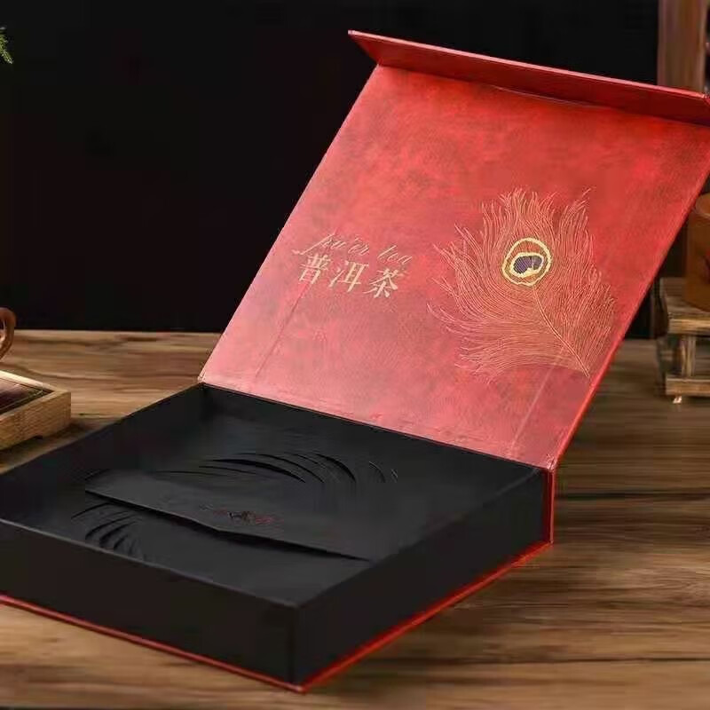 普洱茶礼盒空盒 普洱茶礼盒包装盒牛皮纸盒 仿木色古树民族单饼357g空