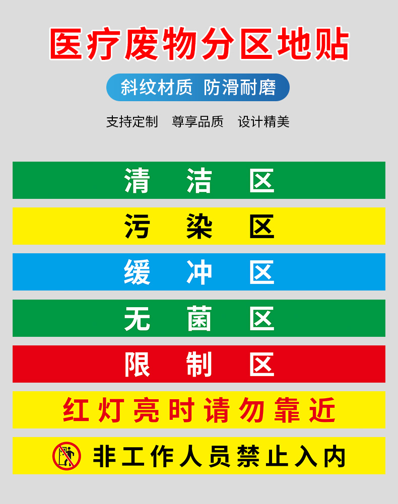 医院地贴地标小心地滑限制区非限制区污染区分区标识清洁区缓冲区医疗
