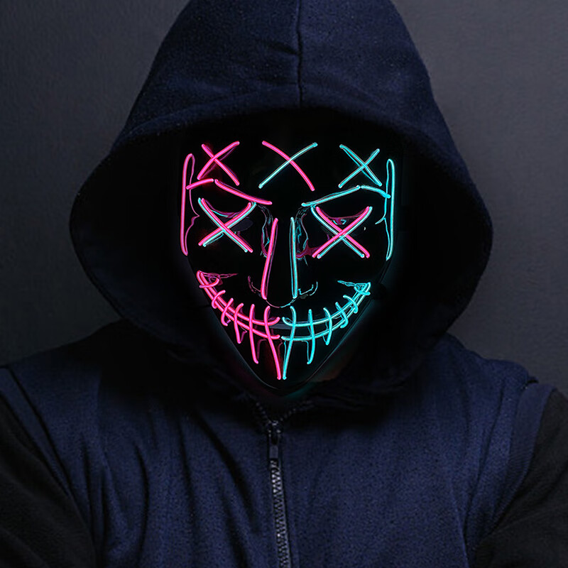 赛博朋克面具 堡垒之夜天狐 发光面具狐狸万圣节派对猫脸led狂欢夜