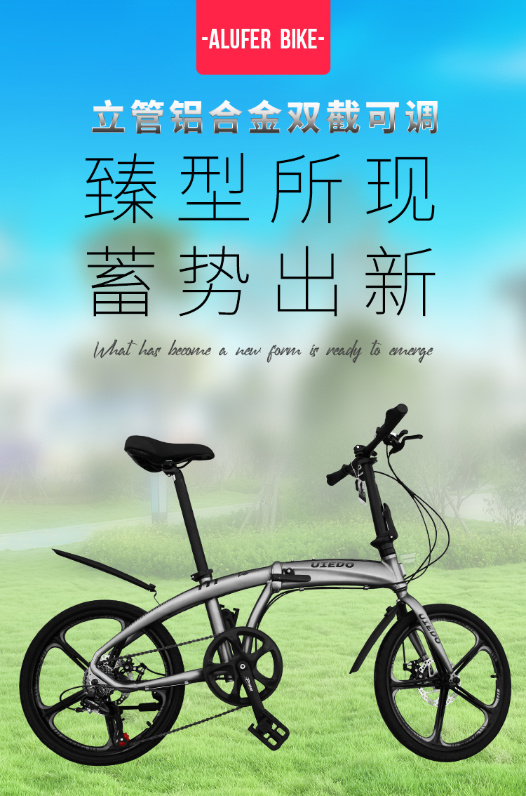 风行ka201820寸折叠自行车轻便携铝合金变速男女成人自行车s黑色20
