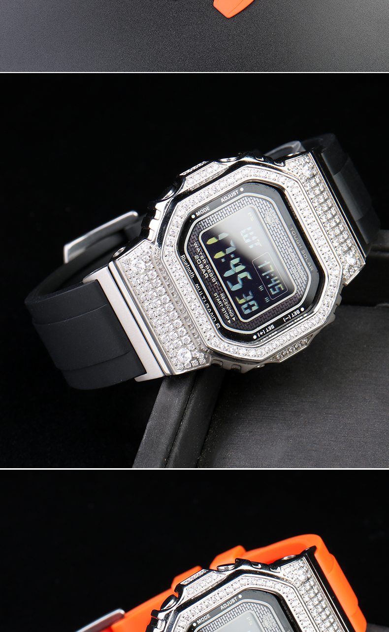 改装g-shock卡西欧35周年gmw-b5000系列小银块金银砖防水硅胶表带