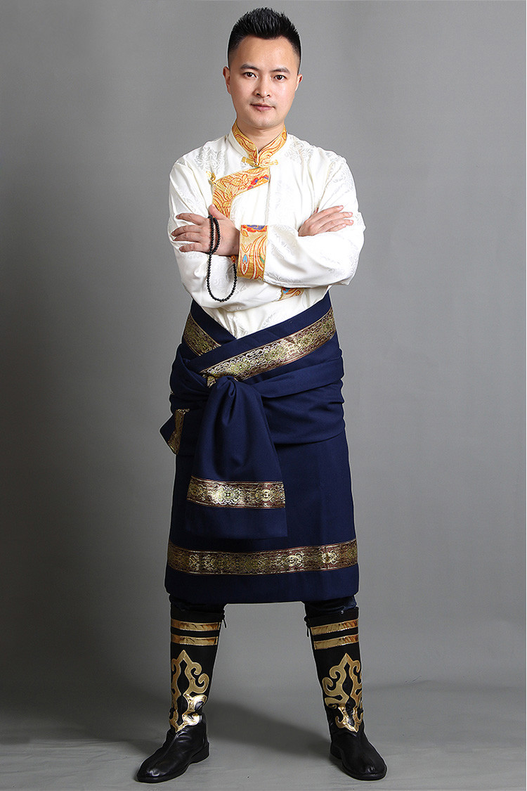 藏族服装男藏装藏袍男西藏民族服装花边藏服服装织锦缎男款藏质定制款藏青色藏袍m 图片价格品牌报价 京东