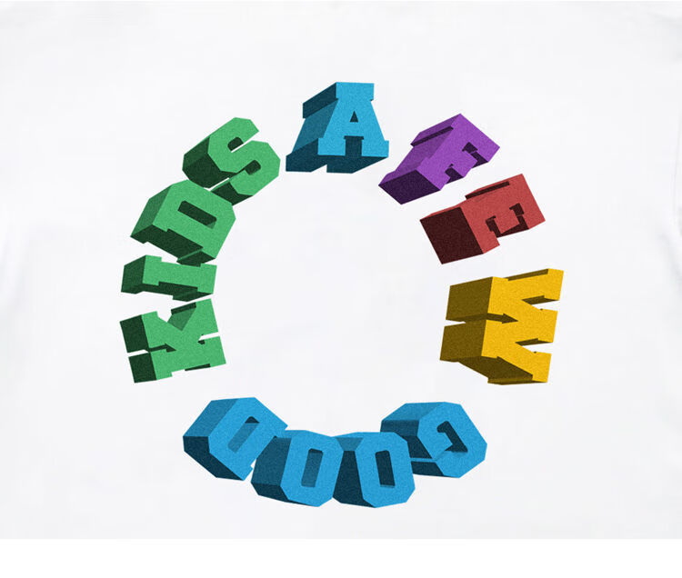 2022年夏季国潮fff马思唯同款afgk彩色字母印花logot恤潮牌宽松短袖