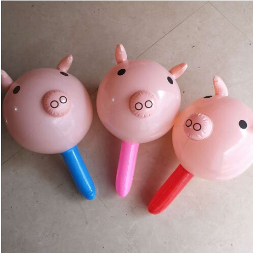 猪头气球粉红猪猪网红同款猪头棒猪猪锤子卡通儿童充气玩具成都 1个