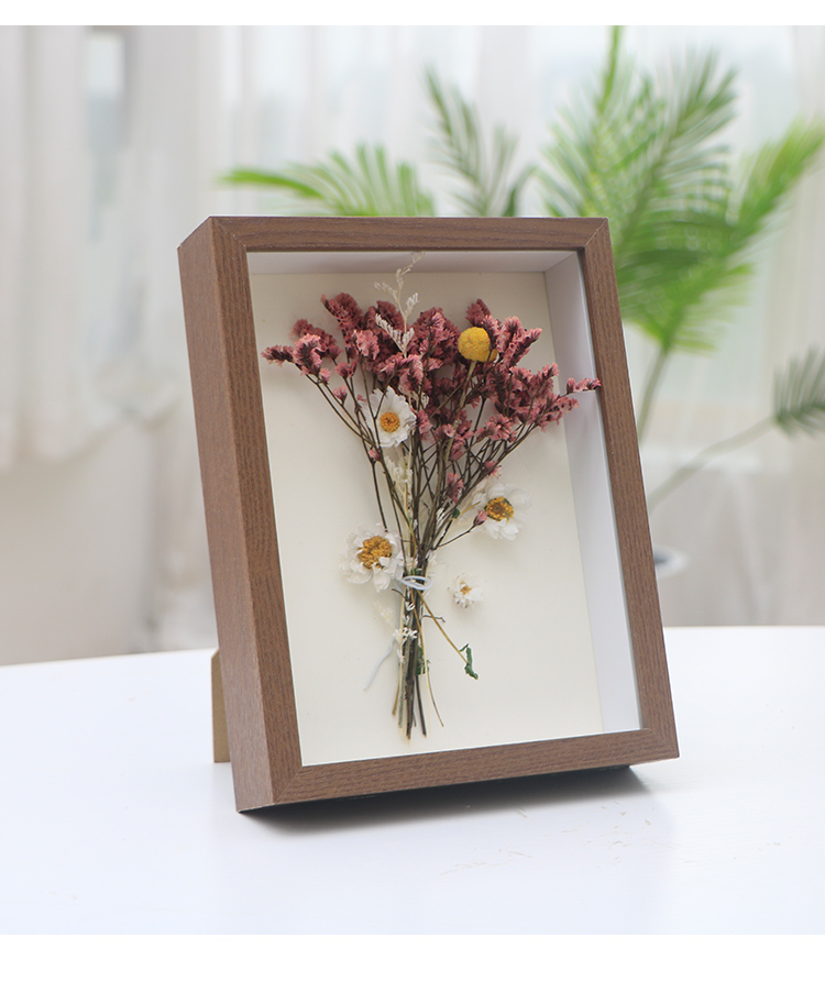 干花相框摆台立体中空diy手工a4标本框永生玫瑰干花保存画框架白色中