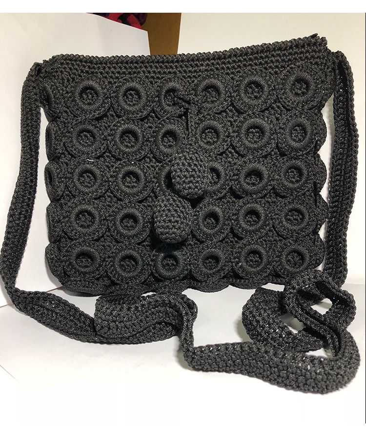 希尔库班空心线编织包【成品】手工勾圈圈包包毛线包斜跨包空心线编织