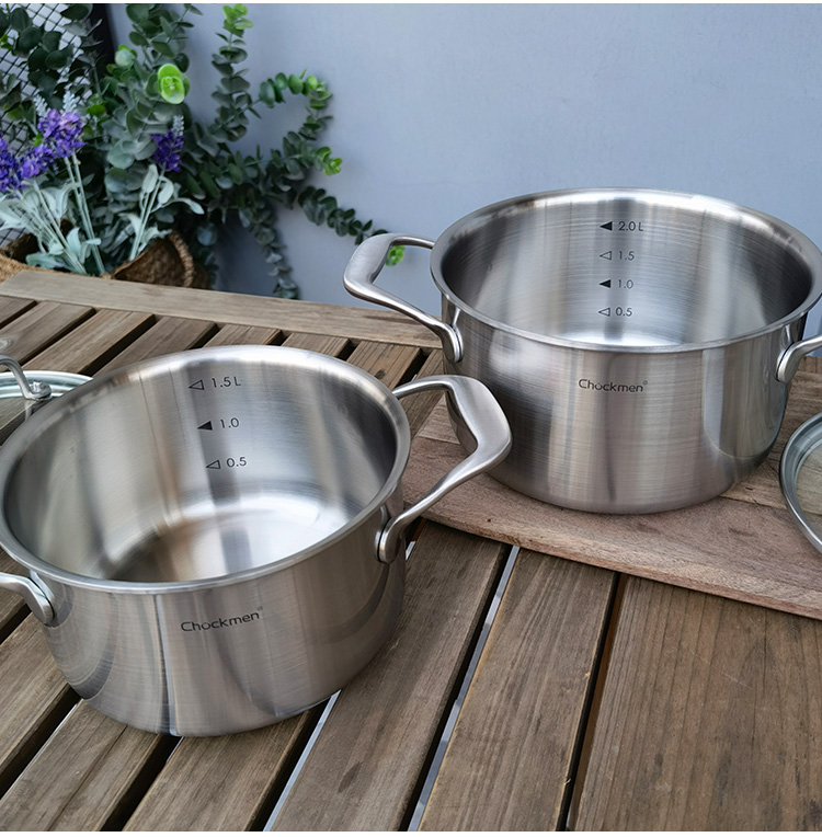 奶锅不粘锅双耳 麦可厨 304不锈钢双耳奶锅家用小汤锅辅食不粘锅燃气