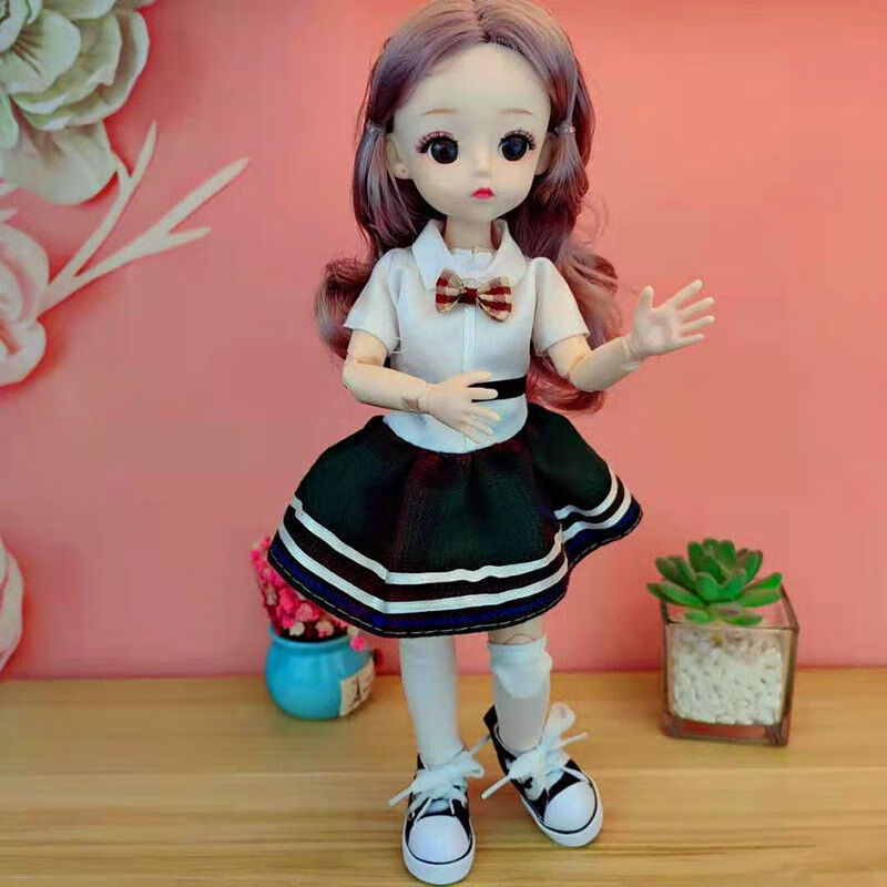 长头发娃娃 30厘米芭比娃娃3d真眼21关节可爱洋娃娃换装公主女孩玩具