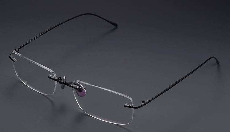 出口单纯钛无边框眼镜架男配近视超轻复古黑色细腿眼镜框潮 配1.