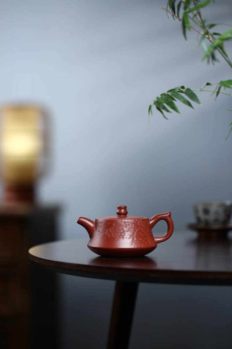 汇承奥 宜兴名家张继丽手工紫砂壶原矿大红袍柱础茶壶家用茶具 大红袍